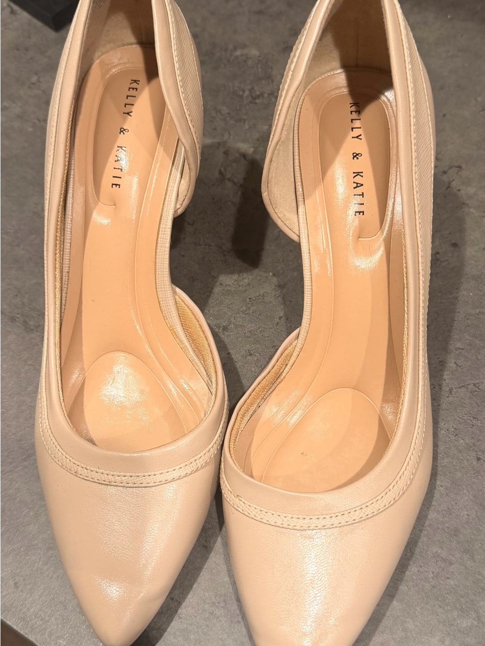 Kelly & Katie Beige Pointed Toe D'Orsay Pumps